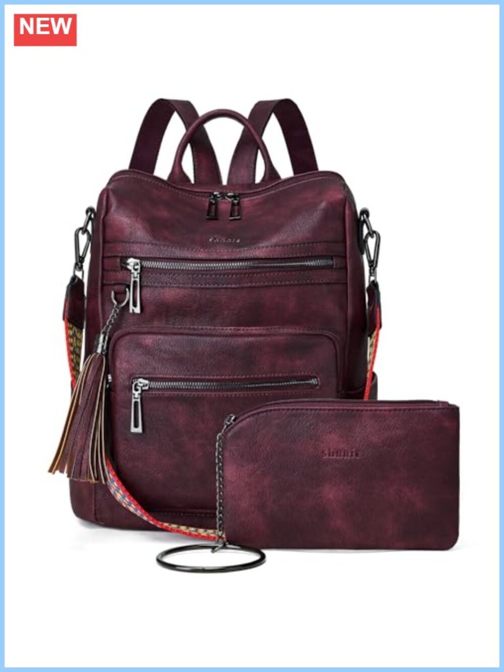 Faux Leather Backpack Purse for Women Adjustable Shoulder Travel Bag